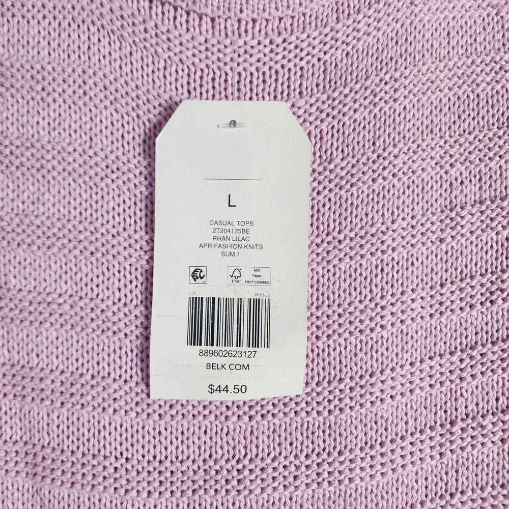 Wonderly‎ Lilac Boho Knit Sleeveless Sweater Vest Tank Top Women L spring layer